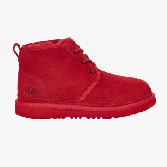 NEW w/Box UGG Kids Unisex nuemel ii Chukka Boot Samba Red Leather Suede Size 3