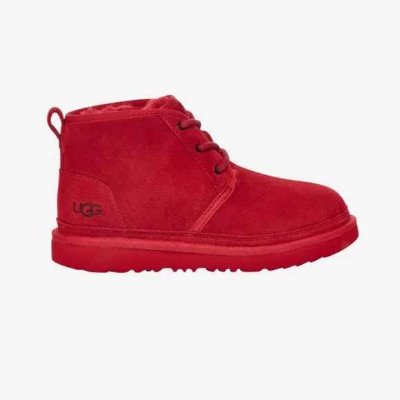 NEW w/Box UGG Kids Unisex nuemel ii Chukka Boot Samba Red Leather Suede Size 3