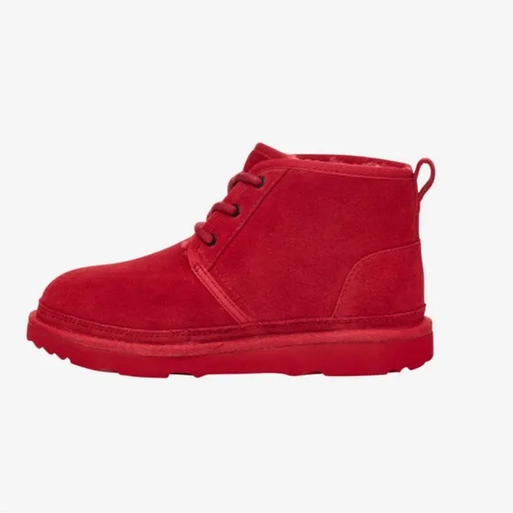 NEW w/Box UGG Kids Unisex nuemel ii Chukka Boot Samba Red Leather Suede Size 3