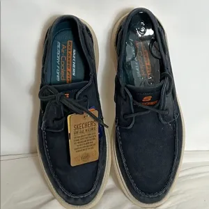 New with Tags Skechers Men's Size 9 Navy Casual Boat Shoes Tie Topsider Shoes