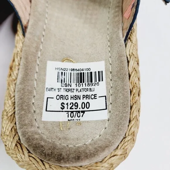 NEW Womens Earth Origins St Tropez Blue Espadrille Sandals shoes, size 10B $129