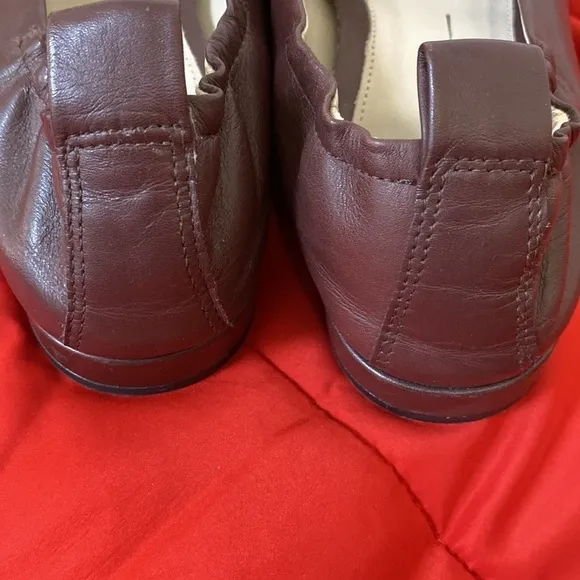 New Women's ECCO Chocolate Leather Anine Classic Ballet Flat Shoes Size 9