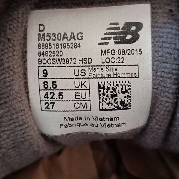 New Balance 530 Encap Running Sneakers Suede Men's Size 9 Gray PRE-OWNED