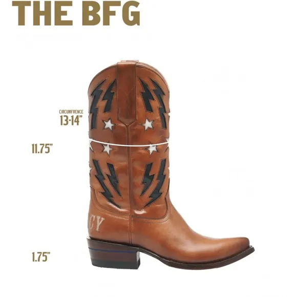 NIB Alvies Women’s Brown Leather w/ Stars &amp; Lightning Cowboy Boots Sz 8 B