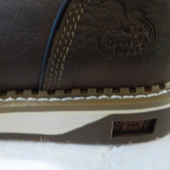 NIB Georgia Boots Mens 100% Leather Pull On Waterproof Boots #GB00369 Size 8W
