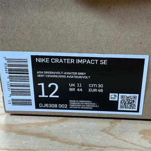 NIB Nike Men's Crater Impact SE Shoes# DJ6308 002Size Men’s 12green/grey