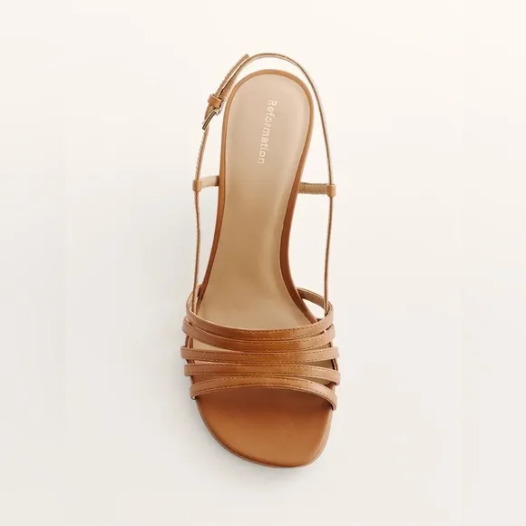 NIB Reformation Ava Wedge Espadrille Tan Sandals