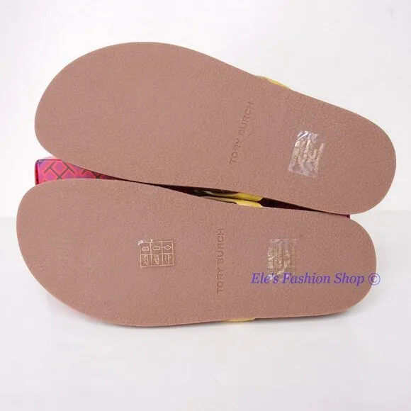 NIB Tory Burch Miller Cloud Leather Sandal Lemon Lime Green US 9.5 AUTHENTIC