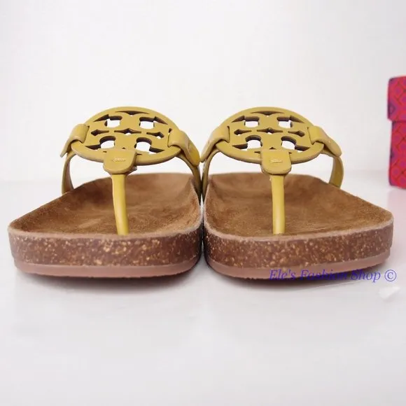 NIB Tory Burch Miller Cloud Leather Sandal Lemon Lime Green US 9.5 AUTHENTIC