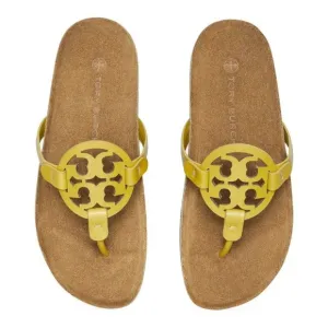 NIB Tory Burch Miller Cloud Leather Sandal Lemon Lime Green US 9.5 AUTHENTIC