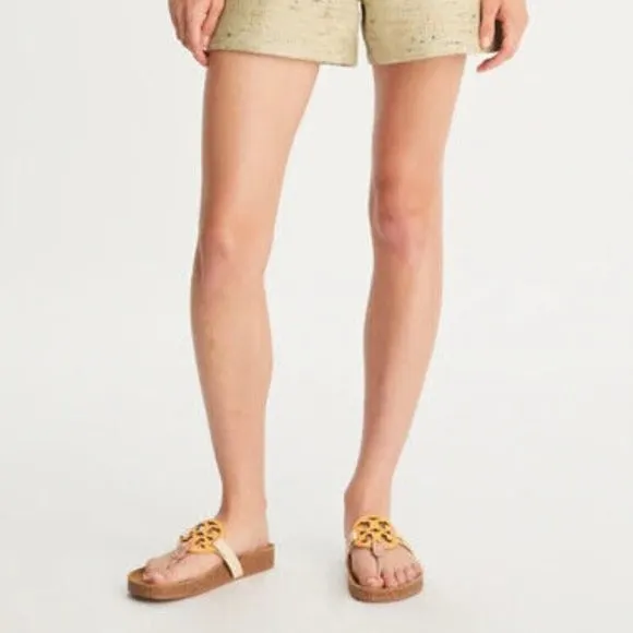 NIB Tory Burch Miller Cloud Leather Sandal Lemon Lime Green US 9.5 AUTHENTIC