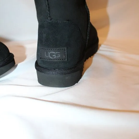 NIB UGG CLASSIC TALL‎ II WATER RESISTANT SUEDE SHEARLING LINED BOOTS BLACK