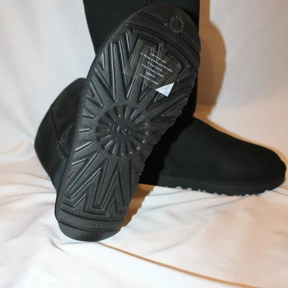 NIB UGG CLASSIC TALL‎ II WATER RESISTANT SUEDE SHEARLING LINED BOOTS BLACK