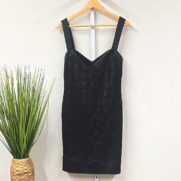 Nicole Miller Original Lace Cutout Black Cocktail Mini Dress