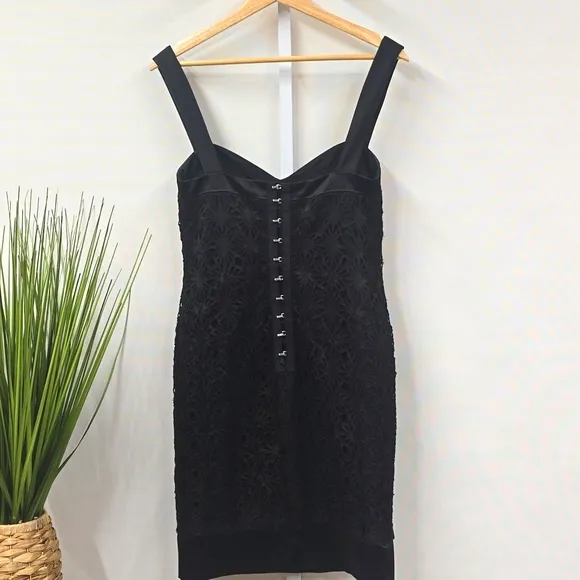 Nicole Miller Original Lace Cutout Black Cocktail Mini Dress