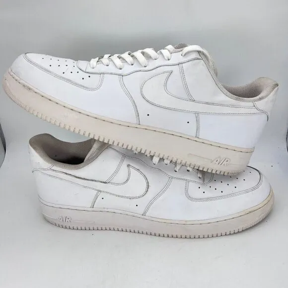 Nike Air Force 1 AF1 07 Low Men Size 18 Sneaker Shoes Triple White 315122-111