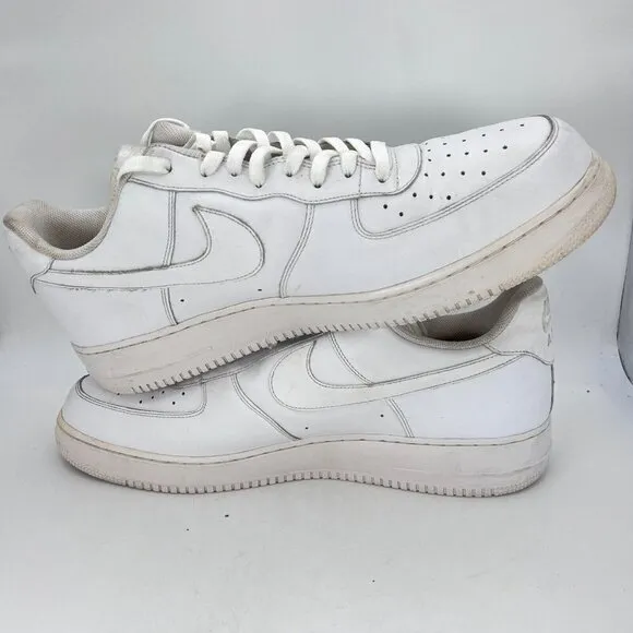 Nike Air Force 1 AF1 07 Low Men Size 18 Sneaker Shoes Triple White 315122-111