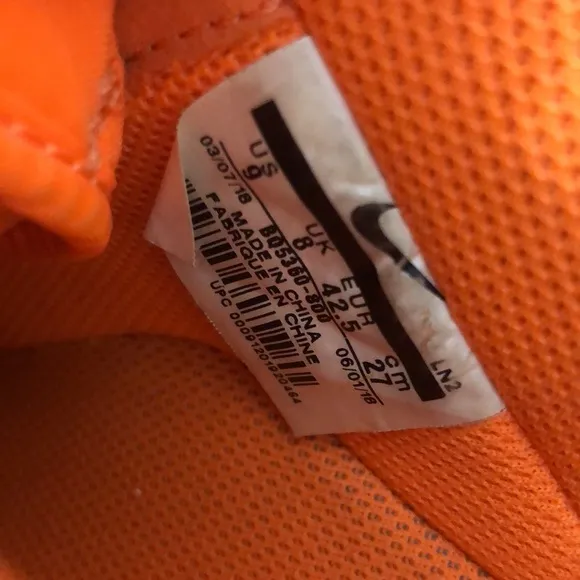 NIKE AIR FORCE 1 LEATHER TOTAL ORANGE RUNNING SNEAKERS MENS SIZE 9