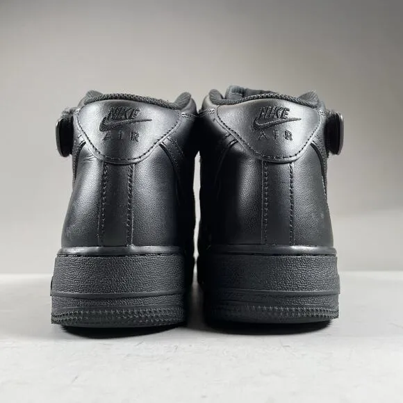 Nike Air Force 1 Mid Top Men’s 9 Triple Black Basketball Sneakers Casual Shoes