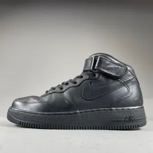 Nike Air Force 1 Mid Top Men’s 9 Triple Black Basketball Sneakers Casual Shoes