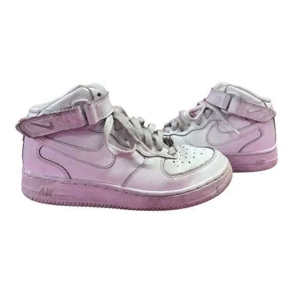 Nike Air Force 1 Mid Triple White Sneakers Shoes YOUTH SIZE 5.5 314195-113