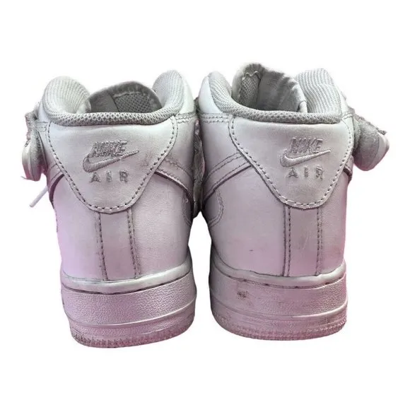 Nike Air Force 1 Mid Triple White Sneakers Shoes YOUTH SIZE 5.5 314195-113