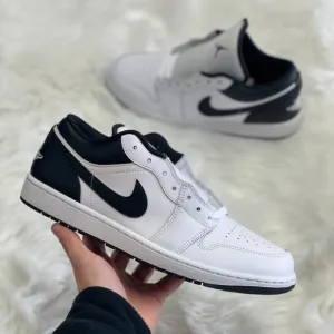 Nike Air Jordan 1 Low White Black Mens Casual Shoes 553558-132 NEW Size 10