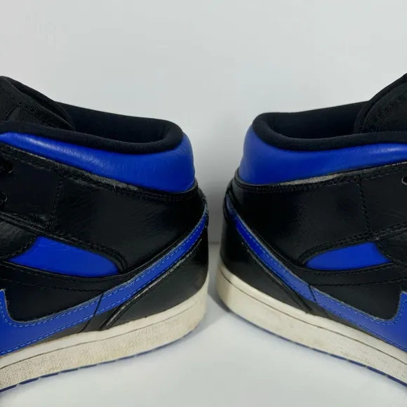 Nike Air Jordan 1 Mid Black Hyper Royal Blue Sneakers Size 8.5 554724-068