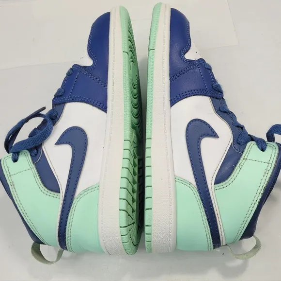 NIKE AIR JORDAN 1 MID MYSTIC NAVY MINT FOAM/WHITE GS KID SHOE SIZE 1Y 640734-413