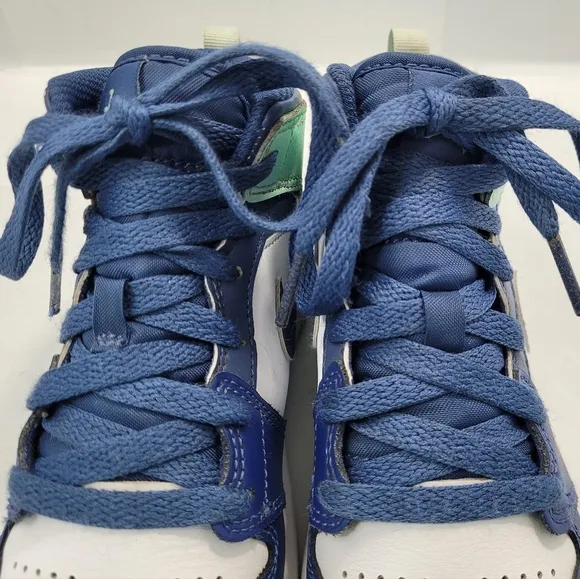 NIKE AIR JORDAN 1 MID MYSTIC NAVY MINT FOAM/WHITE GS KID SHOE SIZE 1Y 640734-413