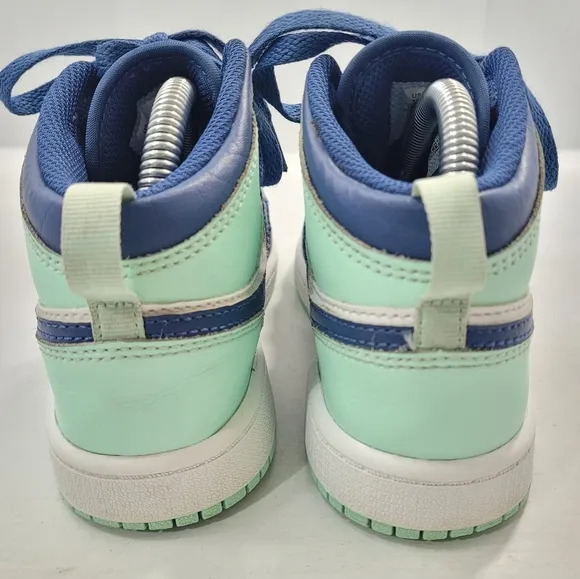 NIKE AIR JORDAN 1 MID MYSTIC NAVY MINT FOAM/WHITE GS KID SHOE SIZE 1Y 640734-413