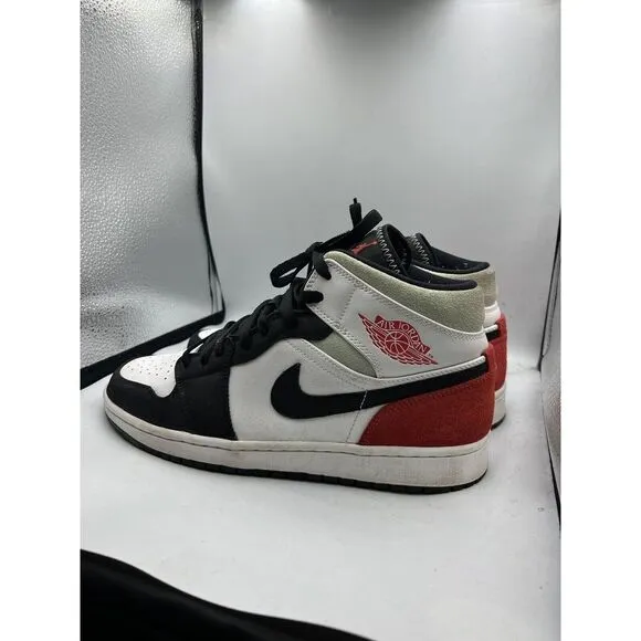 Nike Air Jordan 1 Mid SE Red Black Toe Men's‎ Basketball Shoes Sneakers Size 9.5