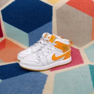 Nike Air Jordan 1 Mid Top Gatorade Pack White Orange Sneakers Kids Size 13 US