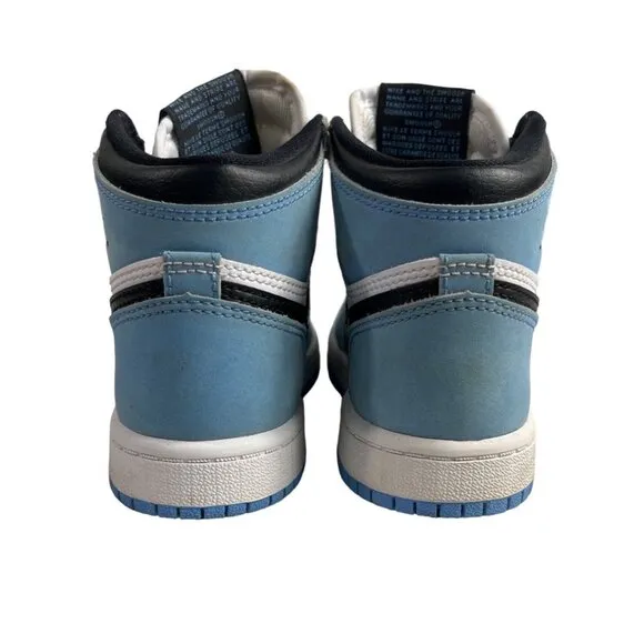 Nike Air Jordan 1 Retro Blue &amp; White Leather High OG UNC Boys Sneakers Size 12C