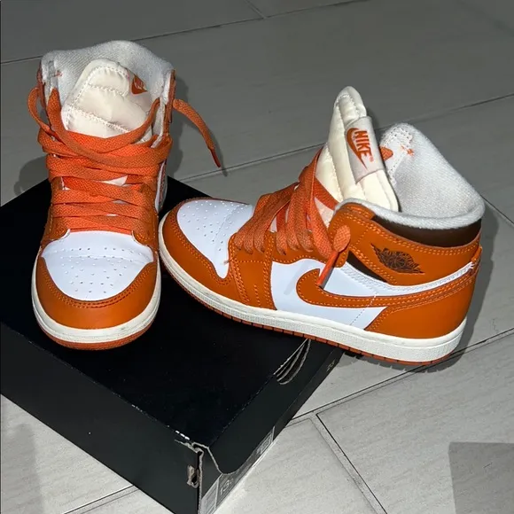 Nike Air Jordan High-Top Sneakers - Orange and White