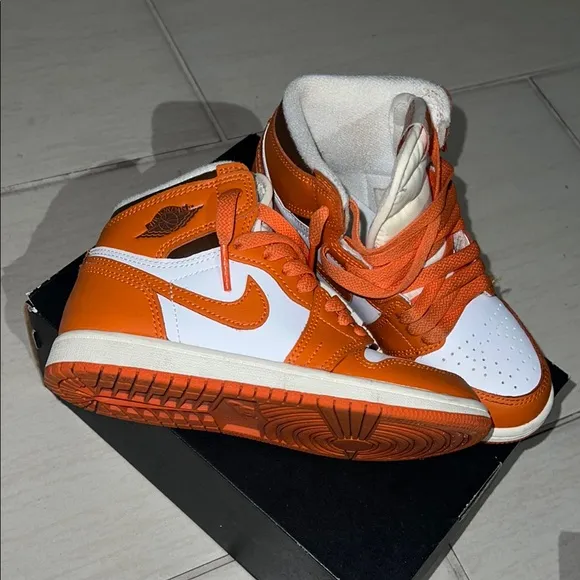 Nike Air Jordan High-Top Sneakers - Orange and White