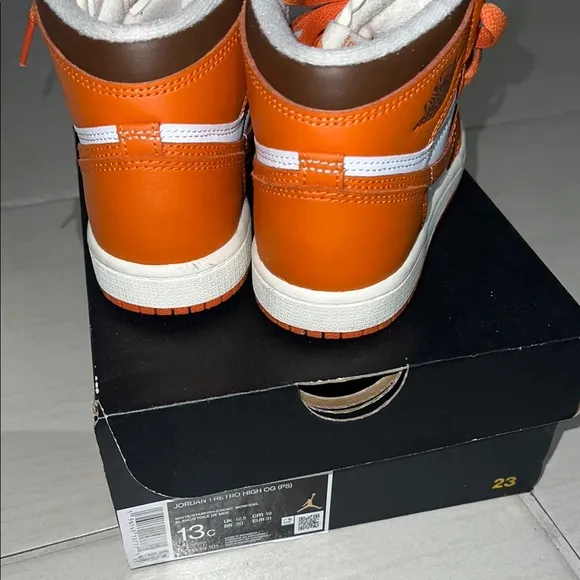 Nike Air Jordan High-Top Sneakers - Orange and White