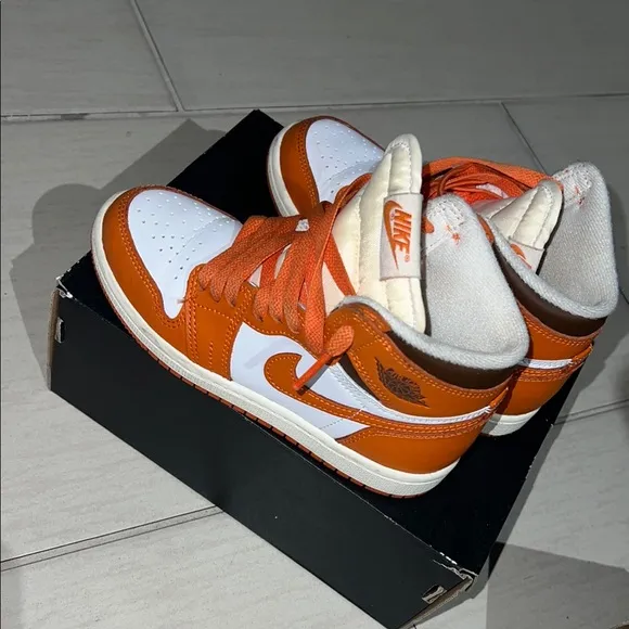 Nike Air Jordan High-Top Sneakers - Orange and White