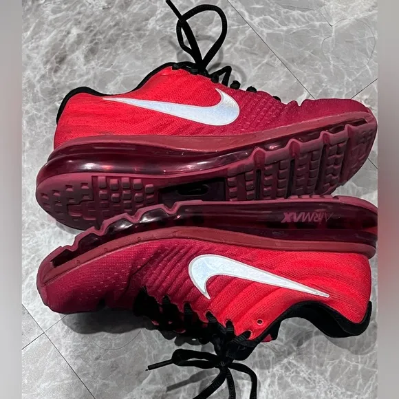 Nike Air Max 2017 Red/Gray/Black Running Shoe 851622-600 Sneakers Youth Size 5.5
