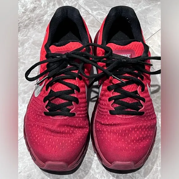 Nike Air Max 2017 Red/Gray/Black Running Shoe 851622-600 Sneakers Youth Size 5.5
