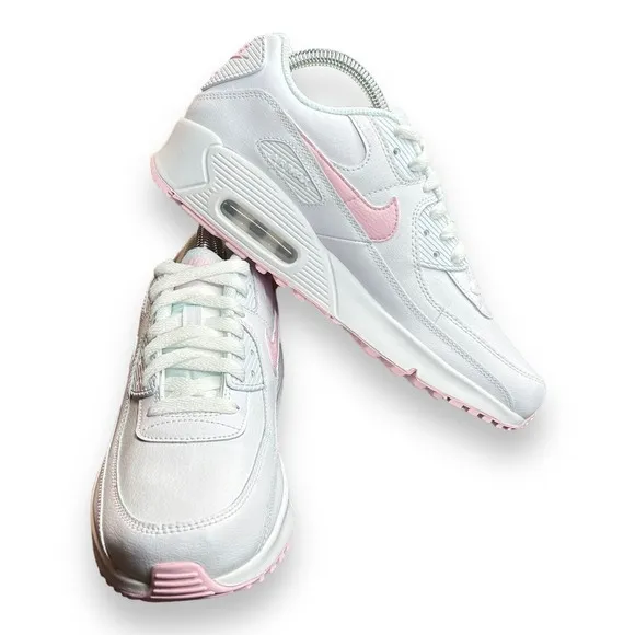 Nike Air Max 90 LTR (GS) Size 6.5Y/8 W White/ Pink Foam-White-White CD6864 121