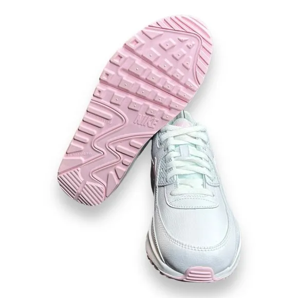 Nike Air Max 90 LTR (GS) Size 6.5Y/8 W White/ Pink Foam-White-White CD6864 121