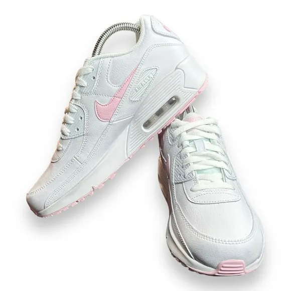 Nike Air Max 90 LTR (GS) Size 6.5Y/8 W White/ Pink Foam-White-White CD6864 121