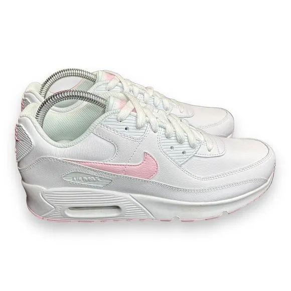 Nike Air Max 90 LTR (GS) Size 6.5Y/8 W White/ Pink Foam-White-White CD6864 121
