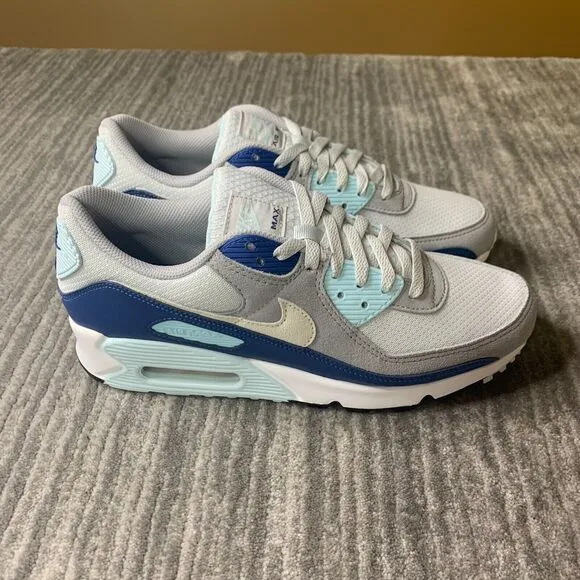 Nike Air Max 90 Mens 10 White Platinum Glacier Blue Men's Shoes NEW