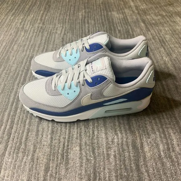 Nike Air Max 90 Mens 10 White Platinum Glacier Blue Men's Shoes NEW