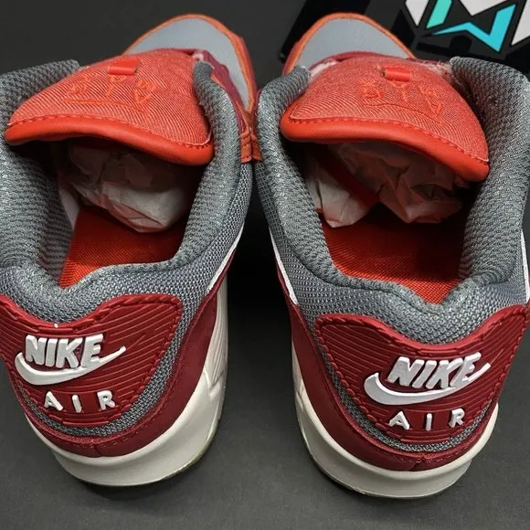 Nike Air Max 90 Premium Shoes Sneakers Red Grey Ivory DH4621-600 Men’s Sizes