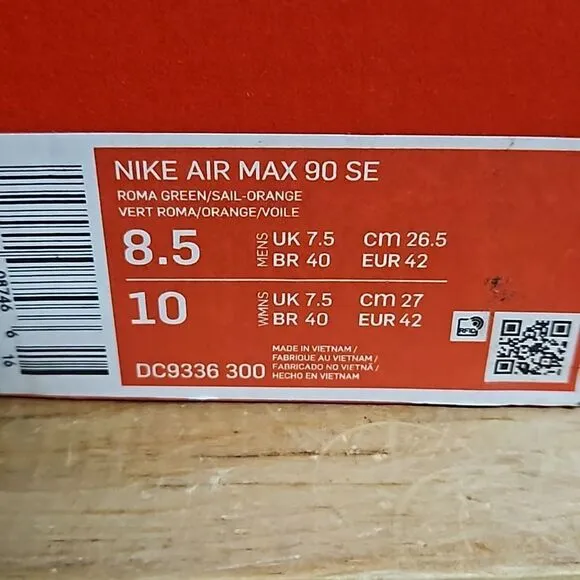 Nike Air Max 90 SE Running Club Roma Green Sail Orange Mens Shoe DC9336-300