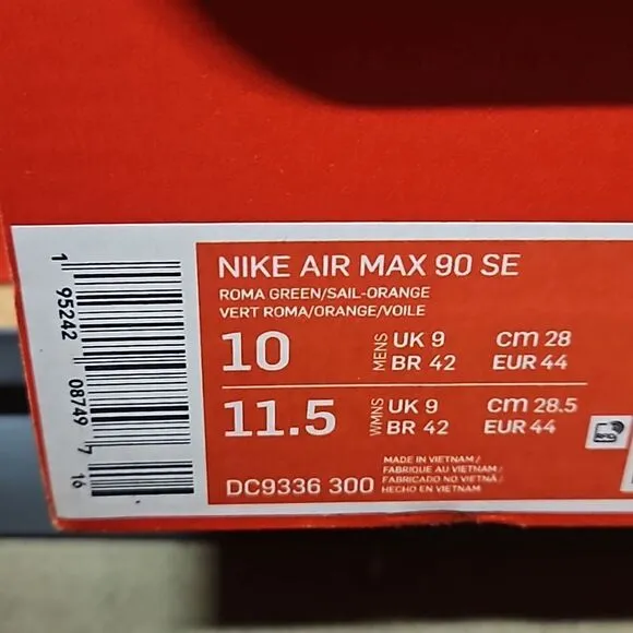 Nike Air Max 90 SE Running Club Roma Green Sail Orange Mens Shoe DC9336-300