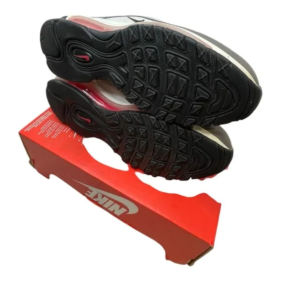 Nike Air Max 97 (GS) Size 4Y WHITE/BLACK-FLAT PEWTERBLANC/ETAIN MAT/NOIR